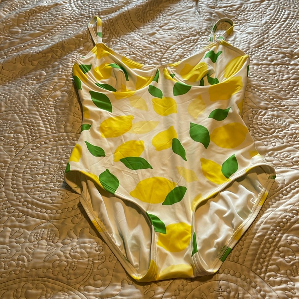 NWT Kate Spade Women’s Ivory Lemon One-Piece Swimsuit - Size M